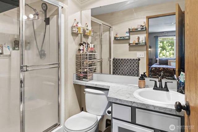 11420 232nd Avenue Ct E, Buckley, WA 98321 - full bath with connected bathroom, vanity, a stall shower, and toilet