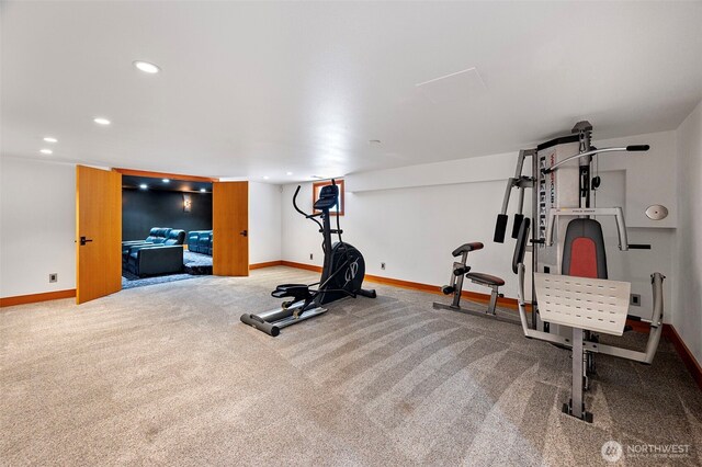7708 Walnut St SW, Lakewood, WA 98498 - workout area featuring carpet and recessed lighting
