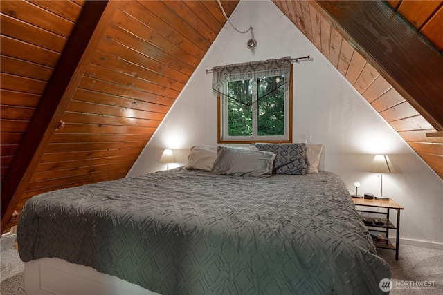 1741 NE Tahuya River Dr, Tahuya, WA 98588 - carpeted bedroom with vaulted ceiling, wood ceiling, and baseboards