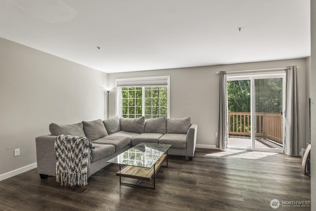 13629 26th Pl W Unit B104, Lynnwood, WA 98087 - living area with wood finished floors and baseboards