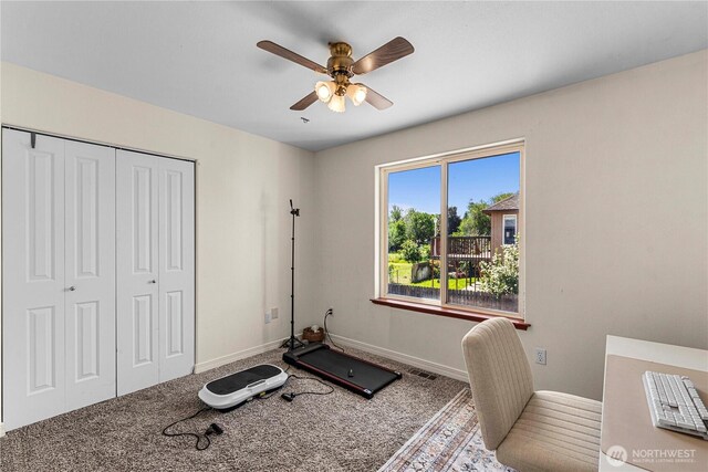 1324 Fairhaven Ave, Wenatchee, WA 98801 - exercise area with ceiling fan and baseboards