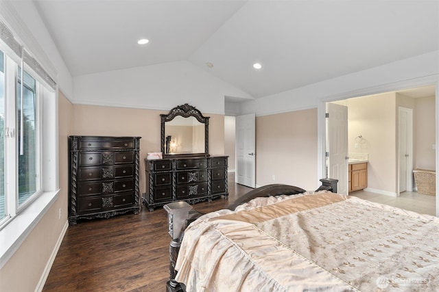 13327 SE 279th Pl, Kent, WA 98042 - bedroom with lofted ceiling, recessed lighting, and baseboards