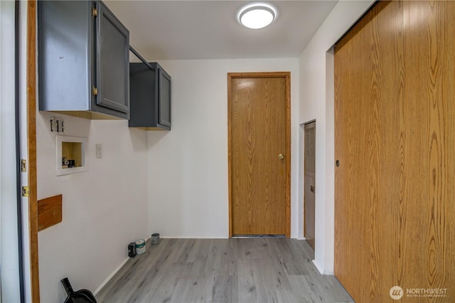 866 112th St S, Parkland, WA 98444 - washroom featuring hookup for a washing machine, cabinet space, light wood-style flooring, and baseboards