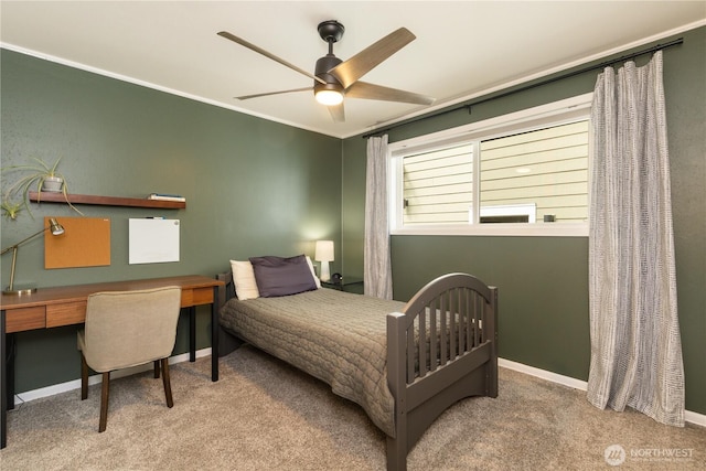 26933 NE Cherry St, Duvall, WA 98019 - bedroom featuring carpet flooring, an office area, baseboards, and a ceiling fan
