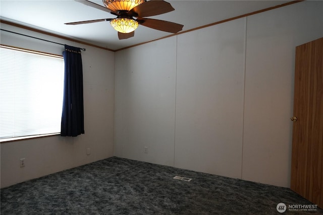 10711 62nd St E Unit 81A, Puyallup, WA 98372 - spare room with ceiling fan, carpet flooring, and crown molding