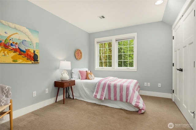 3029 Yankee Girl Cir NE, Bainbridge Island, WA 98110 - bedroom with carpet floors, baseboards, and vaulted ceiling