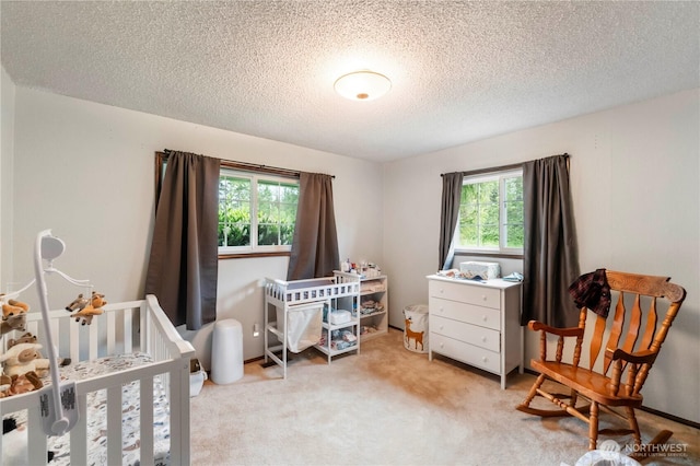 1487 Centralia Alpha Rd, Chehalis, WA 98532 - carpeted bedroom featuring multiple windows, a textured ceiling, and a nursery area