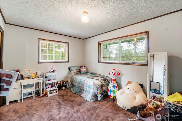 1487 Centralia Alpha Rd, Chehalis, WA 98532 - carpeted bedroom with crown molding and a textured ceiling