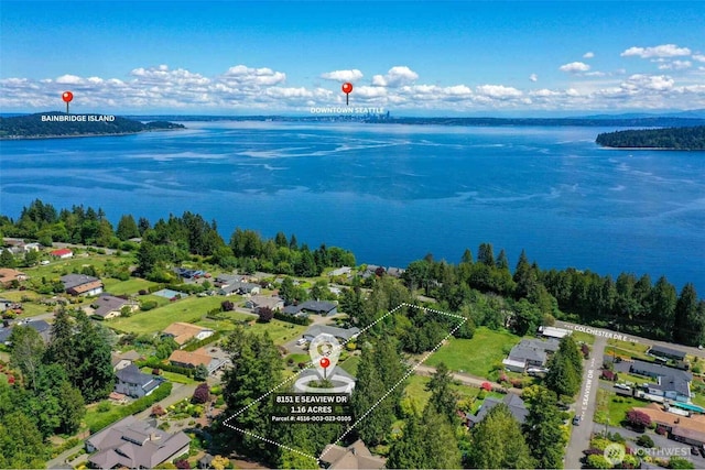 8151 E Seaview Dr, Port Orchard, WA 98366 - aerial view of residential area with a large body of water