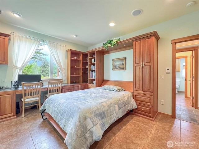 2734 Blue Mountain Rd, Sequim, WA 98362 - bedroom featuring a desk, recessed lighting, and light tile patterned floors