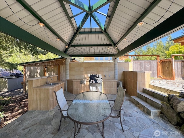 2734 Blue Mountain Rd, Sequim, WA 98362 - view of patio featuring a gazebo, a sink, and outdoor dining area
