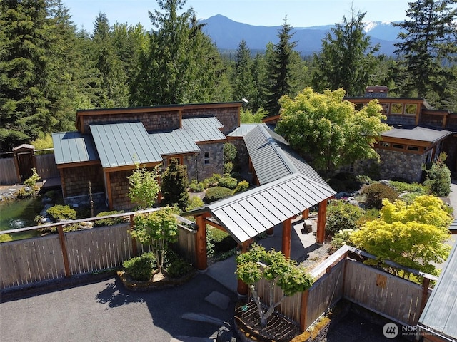 2734 Blue Mountain Rd, Sequim, WA 98362 - aerial view of property and surrounding area featuring a mountain backdrop and a heavily wooded area