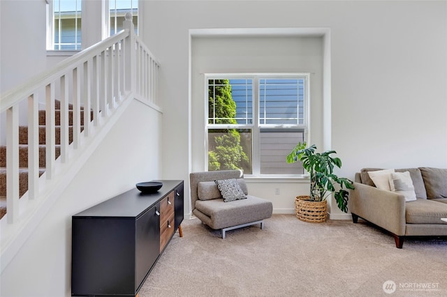 4844 Bridgeport Pl, Mukilteo, WA 98285 - living area featuring carpet flooring and stairs