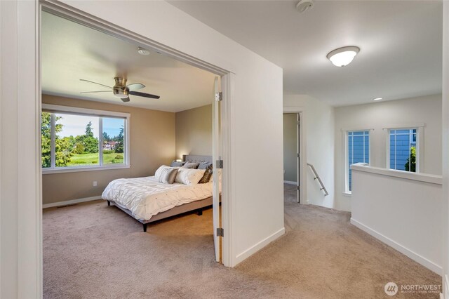 4844 Bridgeport Pl, Mukilteo, WA 98285 - bedroom featuring carpet floors, baseboards, and ceiling fan