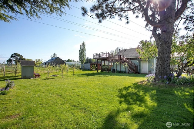 1669 Grandview Pl, Ferndale, WA 98248 - view of yard with stairs and a deck