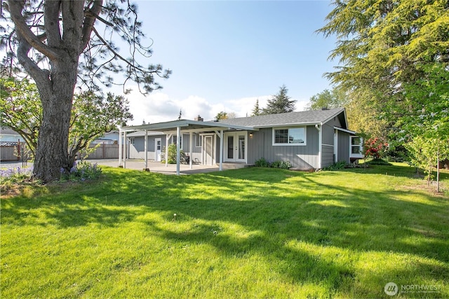 1669 Grandview Pl, Ferndale, WA 98248 - rear view of property with a patio, french doors, and a chimney