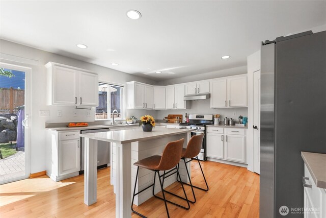 11724 1st Pl SE, Lake Stevens, WA 98258 - kitchen with stainless steel appliances, plenty of natural light, light wood finished floors, and recessed lighting