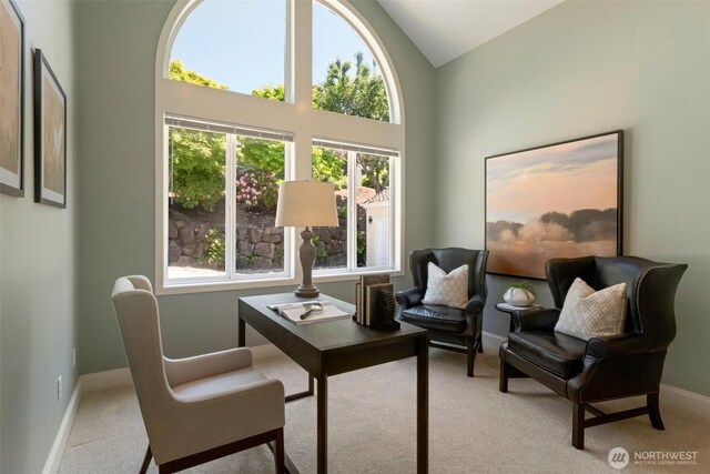 1653 204th Ave NE, Sammamish, WA 98074 - carpeted office featuring baseboards and high vaulted ceiling
