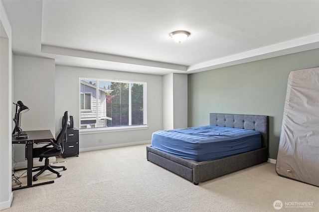 1120 156th Ave SE, Bellevue, WA 98007 - bedroom featuring carpet, a raised ceiling, a desk, and baseboards