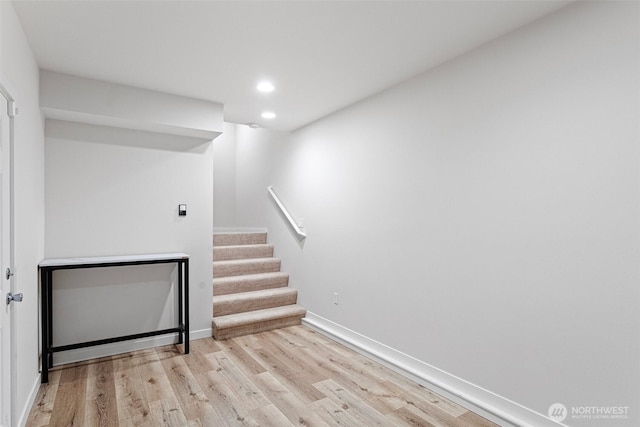 1120 156th Ave SE, Bellevue, WA 98007 - stairs with wood finished floors, recessed lighting, and baseboards