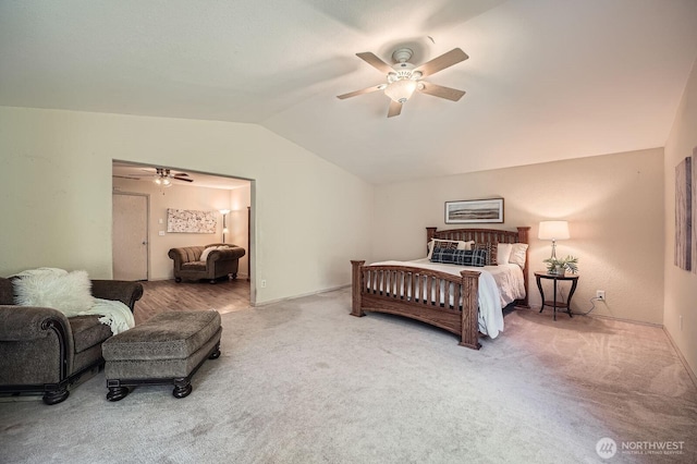 7116 193rd St E, Spanaway, WA 98387 - carpeted bedroom with vaulted ceiling and ceiling fan