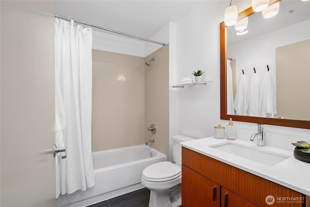 1711 E Olive Way Unit 519, Seattle, WA 98102 - full bathroom featuring vanity, toilet, and shower / bathtub combination with curtain