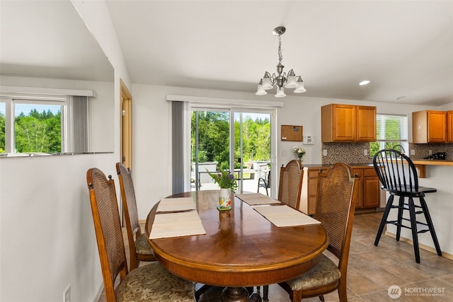 401 Huntting Rd, Silver Creek, WA 98585 - dining space featuring a chandelier, baseboards, and recessed lighting