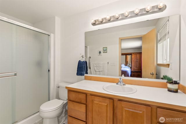 401 Huntting Rd, Silver Creek, WA 98585 - ensuite bathroom with vanity, a shower stall, and toilet
