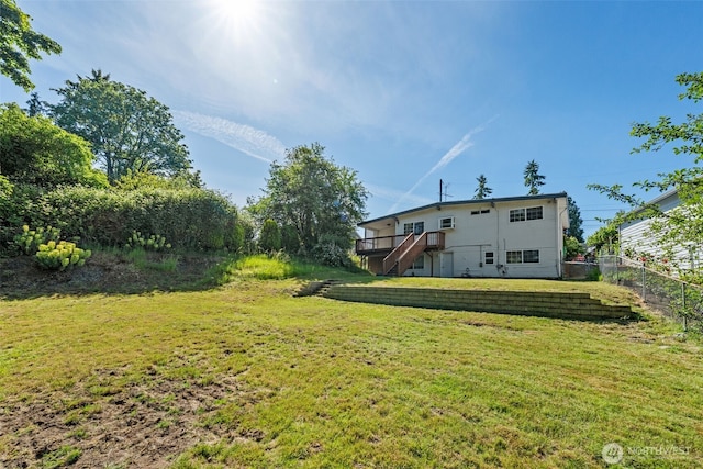 11401 69th Pl S, Seattle, WA 98178 - view of yard featuring stairs and a deck