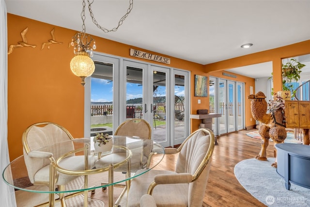 1811 Bay St, Port Orchard, WA 98366 - dining area with french doors, wood finished floors, plenty of natural light, and recessed lighting