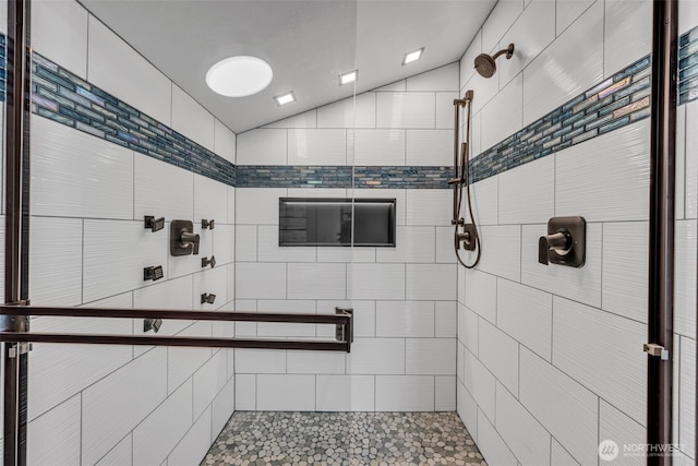 1811 Bay St, Port Orchard, WA 98366 - full bathroom with lofted ceiling and a tile shower