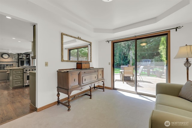 14937 104th Ave NE, Bothell, WA 98011 - living area with baseboards, dark carpet, and recessed lighting