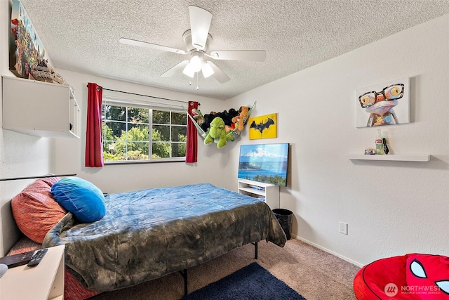 21301 118th Street Ct E, Bonney Lake, WA 98391 - carpeted bedroom with a textured ceiling, a ceiling fan, and baseboards