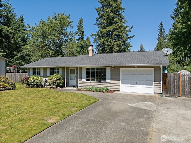 21301 118th Street Ct E, Bonney Lake, WA 98391 - ranch-style house with an attached garage, driveway, and a chimney