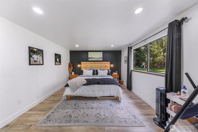 23059 Ida Ln, Sedro Woolley, WA 98284 - bedroom with baseboards, recessed lighting, and light wood-type flooring