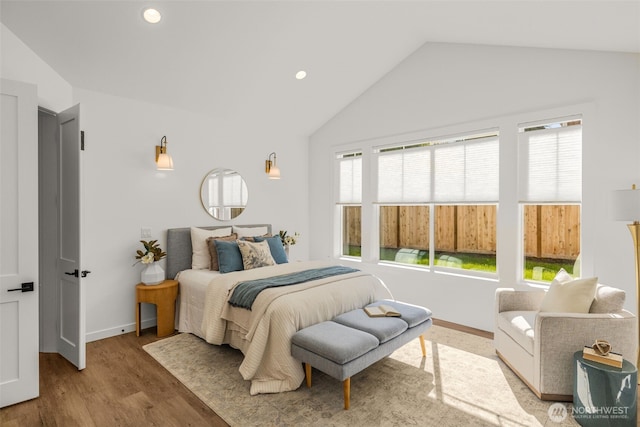 1516 131st Ave NE, Lake Stevens, WA 98258 - bedroom with vaulted ceiling, baseboards, wood finished floors, and recessed lighting