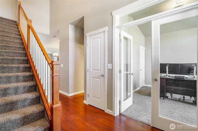 4709 W Fox St, Moses Lake, WA 98837 - staircase featuring wood finished floors and baseboards