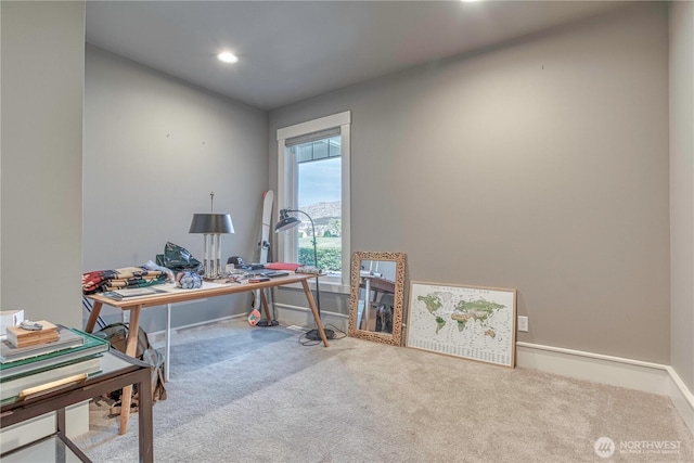 4942 Hurst Landing Rd, Rock Island, WA 98850 - home office with carpet flooring, recessed lighting, and baseboards