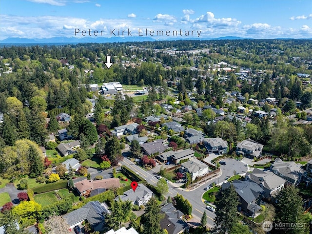 412 15th Ave, Kirkland, WA 98033 - aerial perspective of suburban area featuring a heavily wooded area