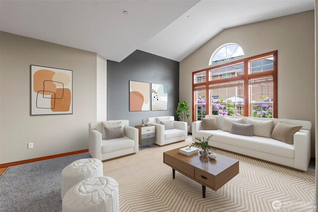2616 171st Ave E, Lake Tapps, WA 98391 - living area with lofted ceiling and carpet