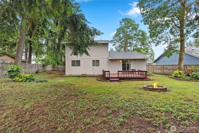 18802 10th Avenue Ct E, Tacoma, WA 98387 - back of property with a fire pit and a deck