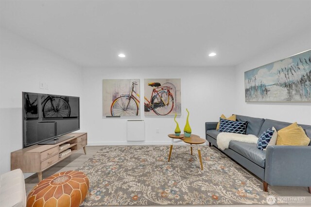 8042 19th Ave NW, Seattle, WA 98117 - living area featuring recessed lighting, baseboards, and wood finished floors