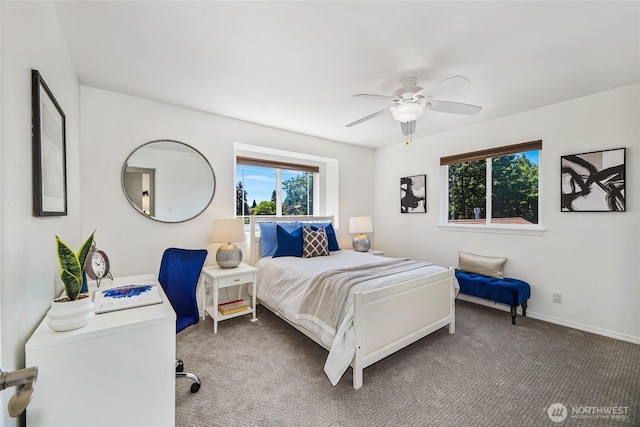 3534 SW Monroe St, Seattle, WA 98126 - bedroom featuring carpet, a ceiling fan, and baseboards