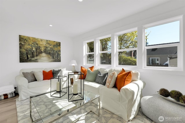 8040 19th Ave NW, Seattle, WA 98117 - living room featuring recessed lighting and wood finished floors