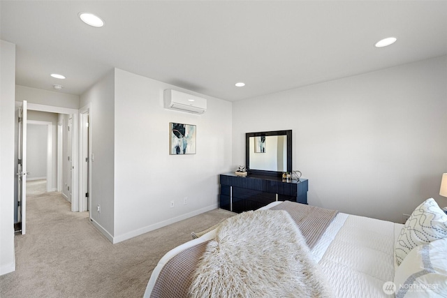 684 SW 100th St, Seattle, WA 98106 - carpeted bedroom featuring an AC wall unit, baseboards, and recessed lighting