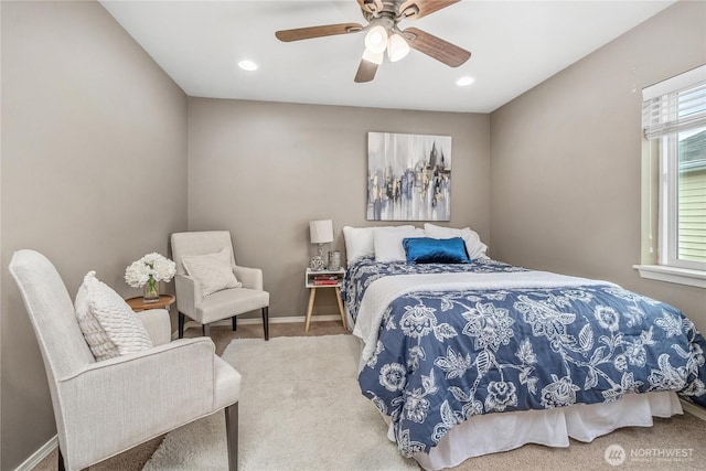 4301 Mckinley St NE, Lacey, WA 98516 - bedroom featuring carpet, ceiling fan, and recessed lighting