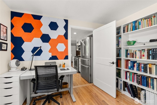 4404 29th Ave SE, Lacey, WA 98503 - office area with an accent wall, light wood-style floors, and recessed lighting