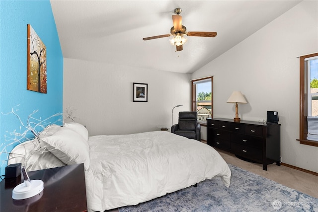 4404 29th Ave SE, Lacey, WA 98503 - bedroom with lofted ceiling, light carpet, and ceiling fan