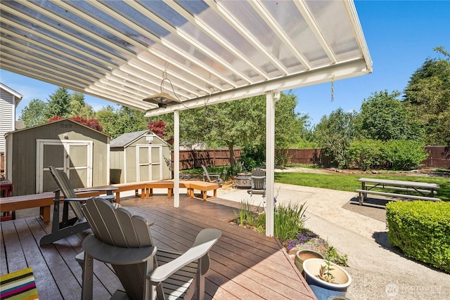 4404 29th Ave SE, Lacey, WA 98503 - wooden terrace featuring a shed and a fenced backyard