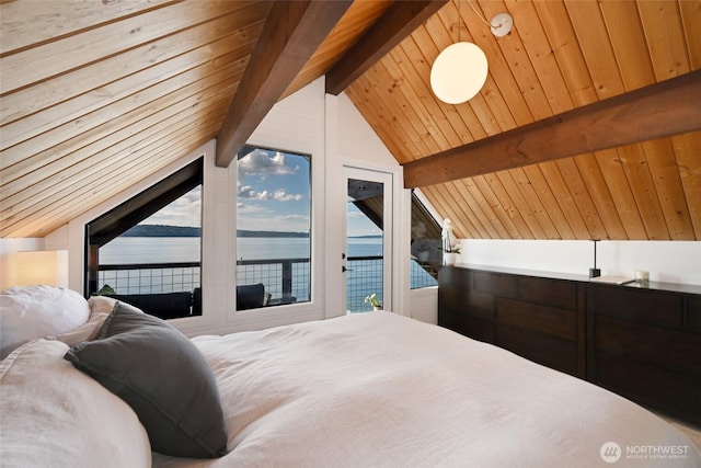 8200 Naketa Beach Walk, Mukilteo, WA 98275 - bedroom featuring access to exterior and wooden ceiling